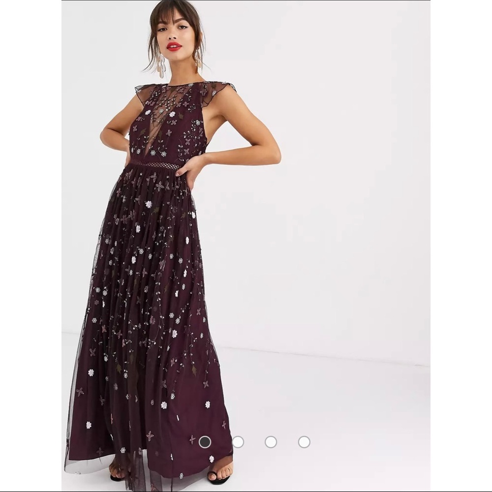 ASOS DESIGN purple embroidered floral dress